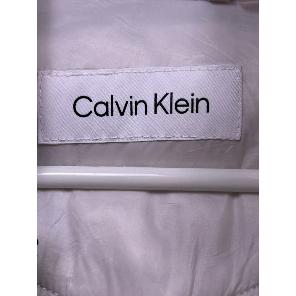 Calvin Klein Puffer Coat High Shine Nylon White Size XS Womens